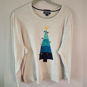 Lands' End 100% Supima Cotton Christmas Tree Sweater 3x